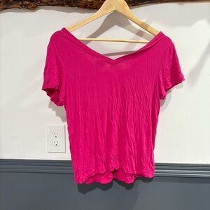 CAbi Pink Fitted Cap Sleeve Tee